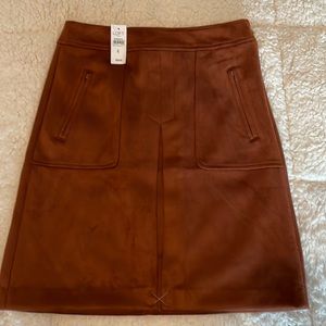 NWOT LOFT Suede style brown skirt